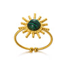 Wholesale Light Luxury Geometric Stainless Steel Amber Natural Stone Ring With Electroplating For Women