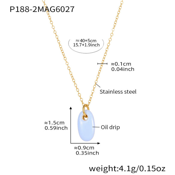 Wholesale Light Luxury Geometric Stainless Steel And Enamel Glaze Electroplated Pendant Clavicle Necklace For Women