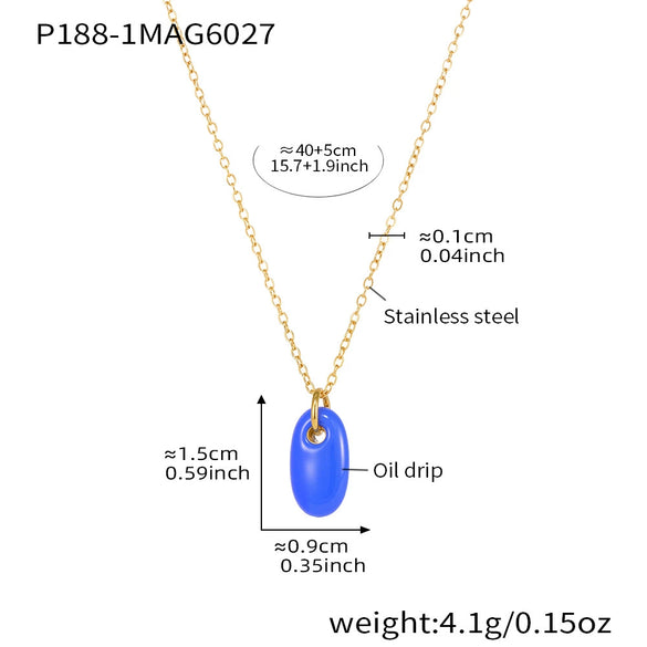 Wholesale Light Luxury Geometric Stainless Steel And Enamel Glaze Electroplated Pendant Clavicle Necklace For Women