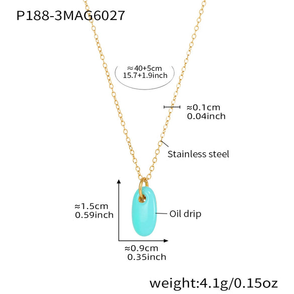 Wholesale Light Luxury Geometric Stainless Steel And Enamel Glaze Electroplated Pendant Clavicle Necklace For Women
