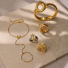 Wholesale Light Luxury Geometric Stainless Steel And Titanium Steel Jewelry Set With Pvd Furnace Vacuum Real Gold Plating For Women
