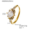 Wholesale Light Luxury Geometric Stainless Steel And Zircon Electroplated Adjustable Ring For Women And Men