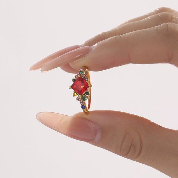 Wholesale Light Luxury Geometric Stainless Steel And Zircon Electroplated Adjustable Ring For Women And Men