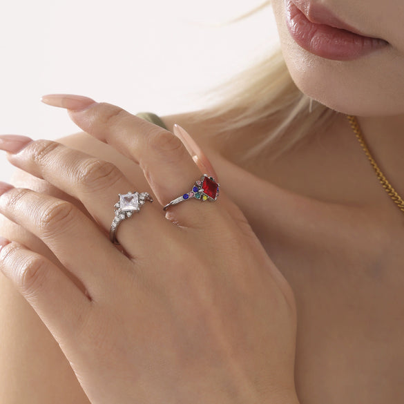 Wholesale Light Luxury Geometric Stainless Steel And Zircon Electroplated Adjustable Ring For Women And Men