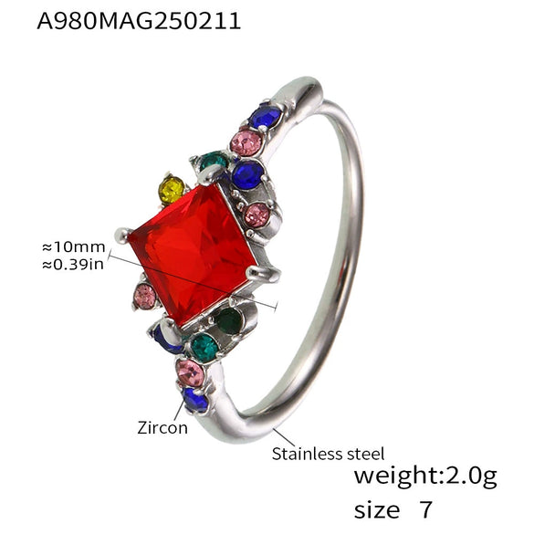 Wholesale Light Luxury Geometric Stainless Steel And Zircon Electroplated Adjustable Ring For Women And Men