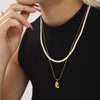 Wholesale Light Luxury Geometric 316L Stainless Steel Double Layer Water Drop Pendant Necklace Pvd Electroplated
