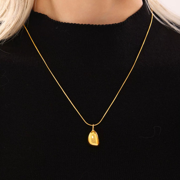 Wholesale Light Luxury Geometric 316L Stainless Steel Double Layer Water Drop Pendant Necklace Pvd Electroplated
