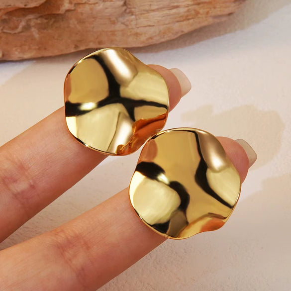 Wholesale Light Luxury Geometric Stainless Steel Earrings With Hydraulic Pressure Design For Women