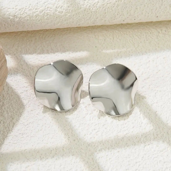 Wholesale Light Luxury Geometric Stainless Steel Earrings With Hydraulic Pressure Design For Women
