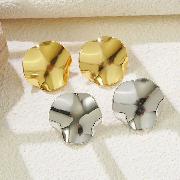 Wholesale Light Luxury Geometric Stainless Steel Earrings With Hydraulic Pressure Design For Women