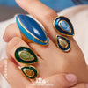 Wholesale Light Luxury Geometric Stainless Steel Electroplated Colorful Enamel Water Drop Rings For Women