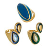 Wholesale Light Luxury Geometric Stainless Steel Electroplated Colorful Enamel Water Drop Rings For Women
