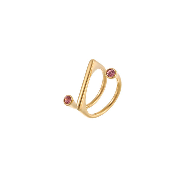 Wholesale Light Luxury Geometric Stainless Steel Electroplated Doublecircle Open Ring Women's Jewelry