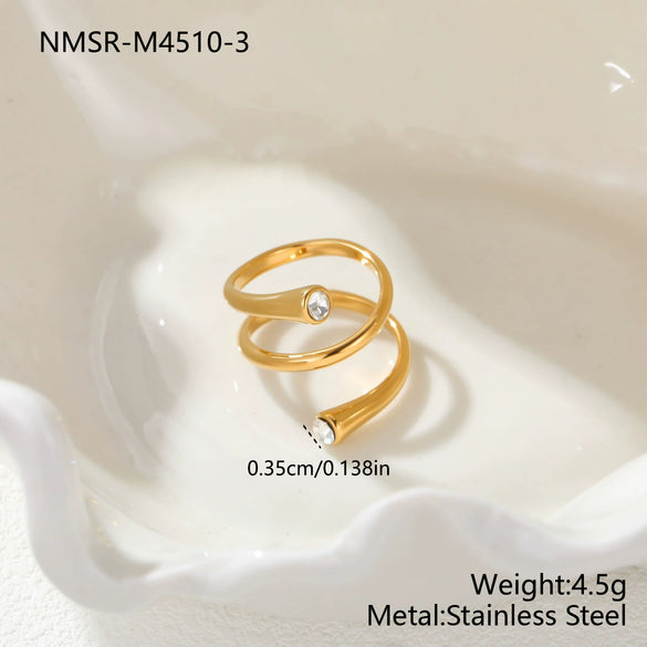 Wholesale Light Luxury Geometric Stainless Steel Electroplated Doublecircle Open Ring Women's Jewelry