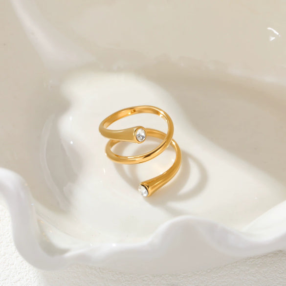 Wholesale Light Luxury Geometric Stainless Steel Electroplated Doublecircle Open Ring Women's Jewelry