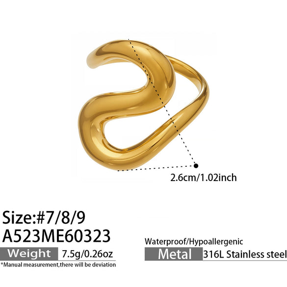 Wholesale Light Luxury Geometric Stainless Steel Electroplated Finger Ring Set For Women