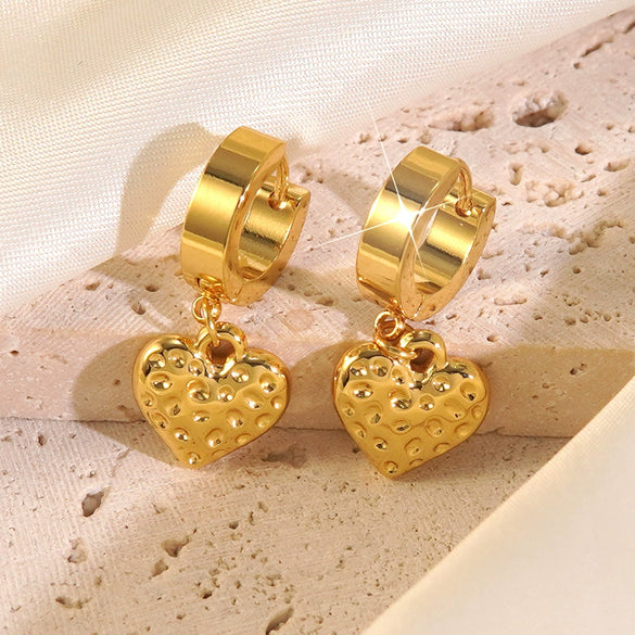Wholesale Light Luxury Geometric Stainless Steel Electroplated Heart And Star Shape Earrings For Women