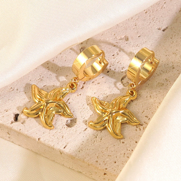 Wholesale Light Luxury Geometric Stainless Steel Electroplated Heart And Star Shape Earrings For Women