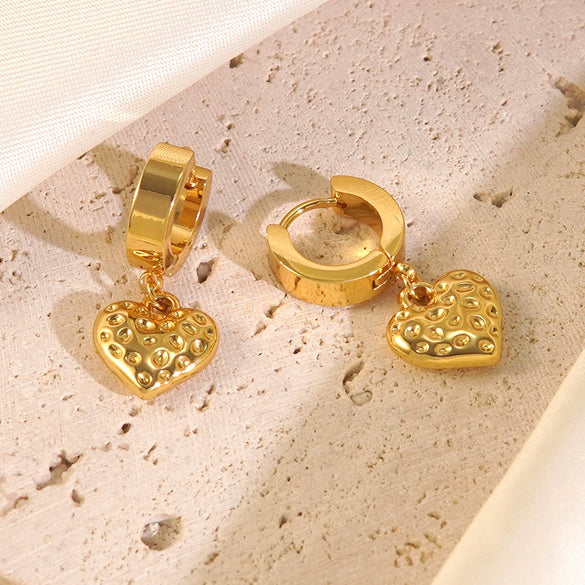 Wholesale Light Luxury Geometric Stainless Steel Electroplated Heart And Star Shape Earrings For Women