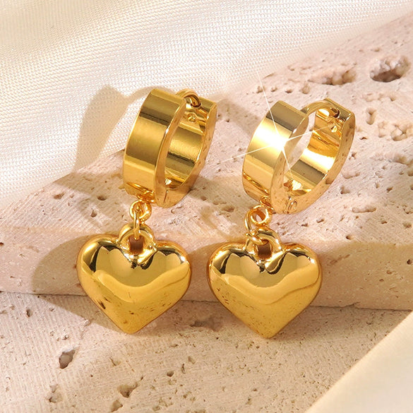 Wholesale Light Luxury Geometric Stainless Steel Electroplated Heart And Star Shape Earrings For Women