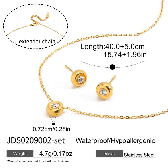 Wholesale Light Luxury Geometric Stainless Steel Electroplated Jewelry Set Earrings Necklace For Women