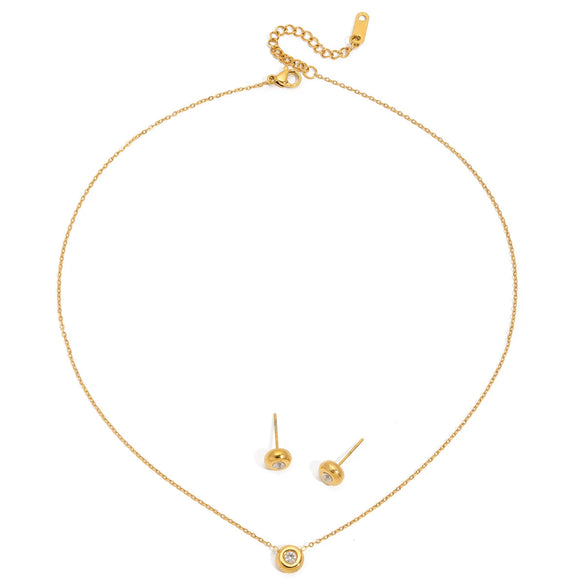 Wholesale Light Luxury Geometric Stainless Steel Electroplated Jewelry Set Earrings Necklace For Women