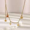 Wholesale Light Luxury Geometric Stainless Steel Electroplated 18K Gold Fivepointed Star Tassel Necklace For Women