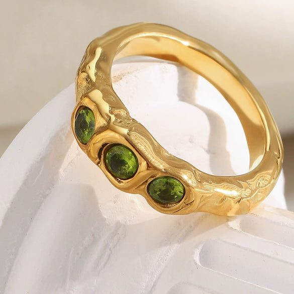 Wholesale Light Luxury Geometric Stainless Steel Electroplated 18K Gold Ring Bracelet For Women And Versatile Use