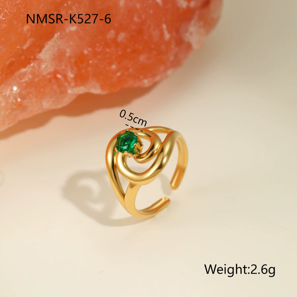 Wholesale Light Luxury Geometric Stainless Steel Electroplated 18K Gold Ring For Women