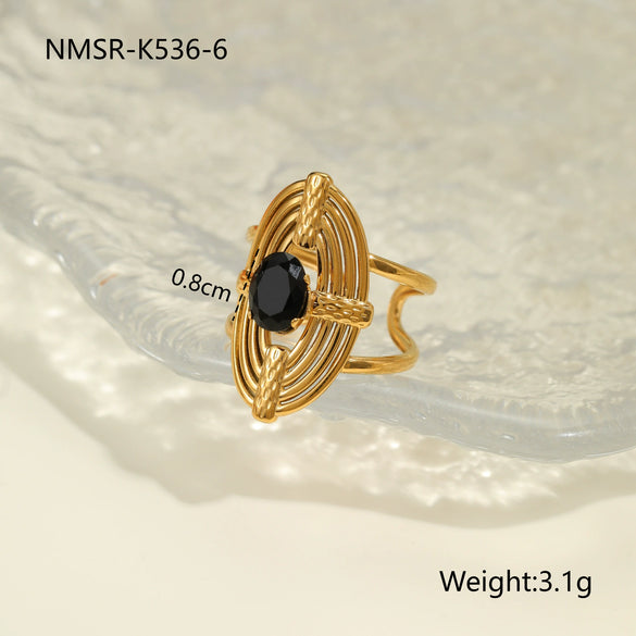 Wholesale Light Luxury Geometric Stainless Steel Electroplated 18K Gold Ring For Women