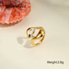 Wholesale Light Luxury Geometric Stainless Steel Electroplated 18K Gold Ring For Women