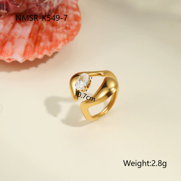 Wholesale Light Luxury Geometric Stainless Steel Electroplated 18K Gold Ring For Women