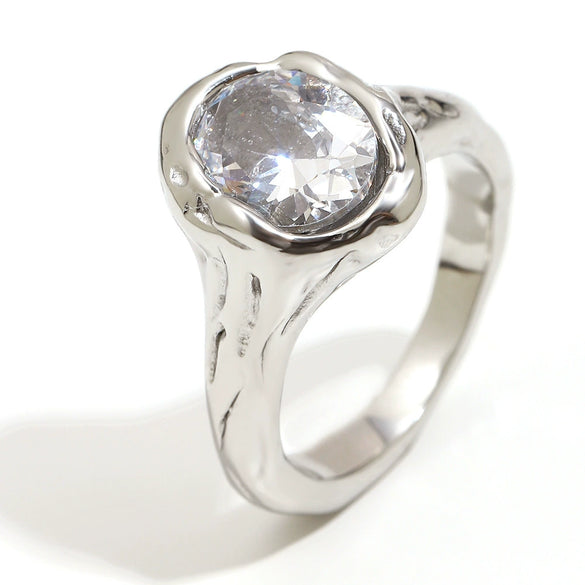 Wholesale Light Luxury Geometric Stainless Steel Electroplated 18K Gold Ring For Women
