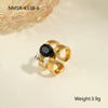 Wholesale Light Luxury Geometric Stainless Steel Electroplated 18K Gold Ring For Women
