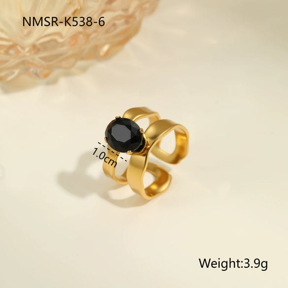 Wholesale Light Luxury Geometric Stainless Steel Electroplated 18K Gold Ring For Women