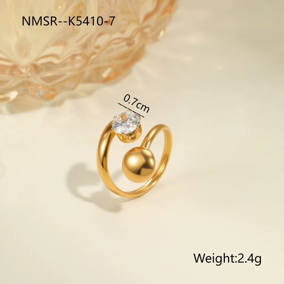 Wholesale Light Luxury Geometric Stainless Steel Electroplated 18K Gold Ring For Women