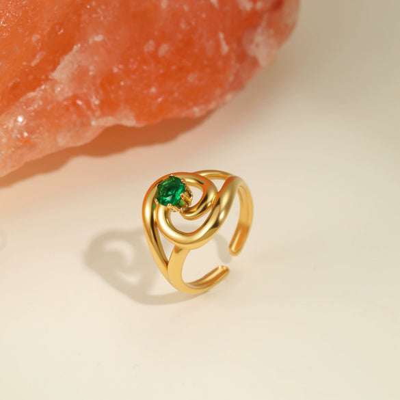 Wholesale Light Luxury Geometric Stainless Steel Electroplated 18K Gold Ring For Women