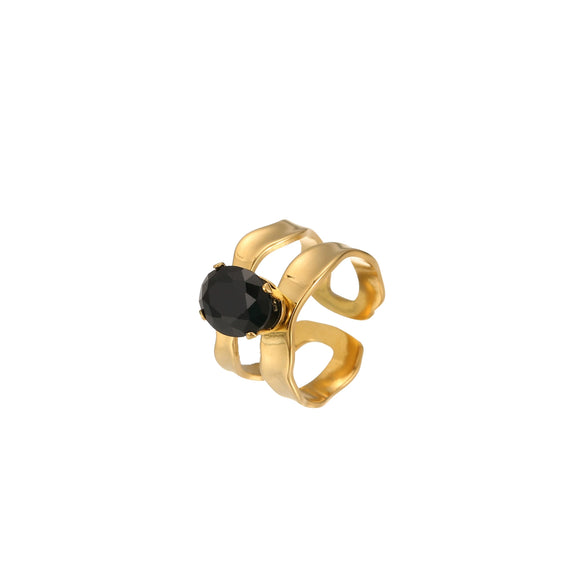 Wholesale Light Luxury Geometric Stainless Steel Electroplated 18K Gold Ring For Women