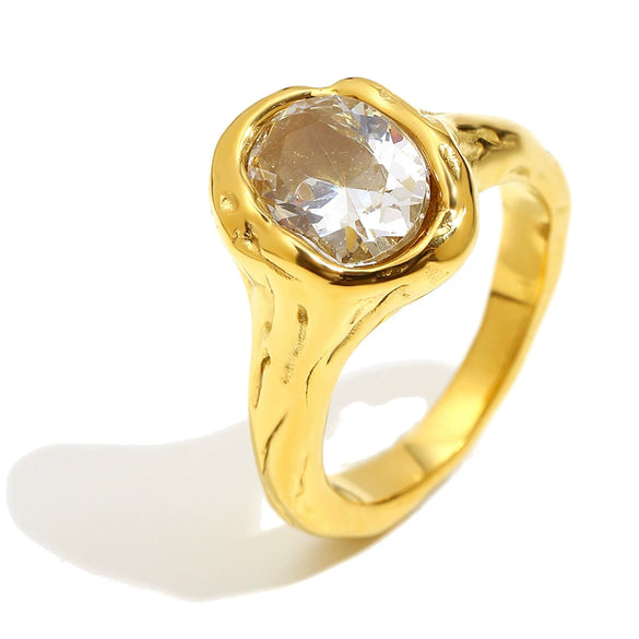 Wholesale Light Luxury Geometric Stainless Steel Electroplated 18K Gold Ring For Women