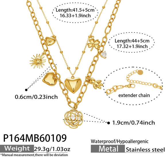 Wholesale Light Luxury Geometric Stainless Steel Electroplated Necklace Set For Women