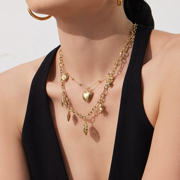 Wholesale Light Luxury Geometric Stainless Steel Electroplated Necklace Set For Women