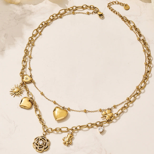Wholesale Light Luxury Geometric Stainless Steel Electroplated Necklace Set For Women