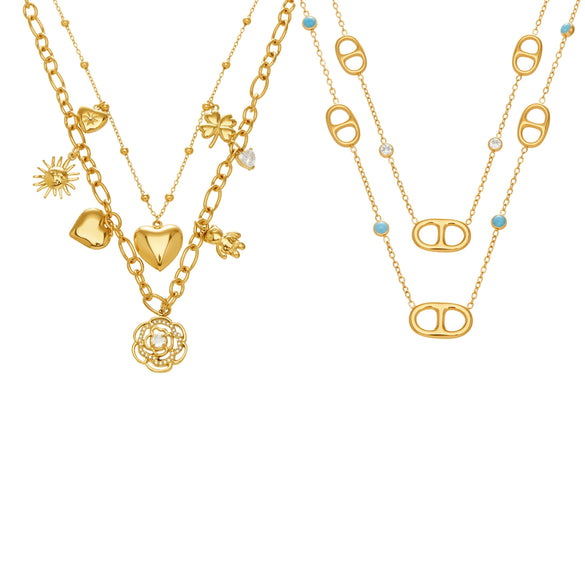 Wholesale Light Luxury Geometric Stainless Steel Electroplated Necklace Set For Women