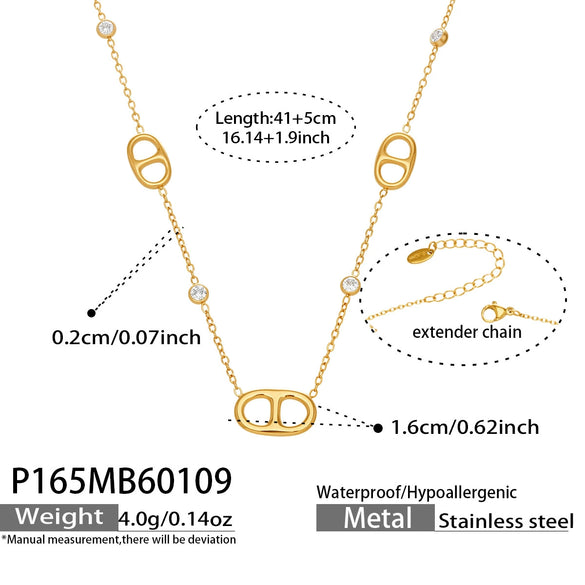 Wholesale Light Luxury Geometric Stainless Steel Electroplated Necklace Set For Women