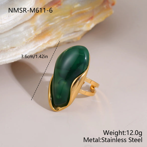 Wholesale Light Luxury Geometric Stainless Steel Electroplated Openended Rings For Women