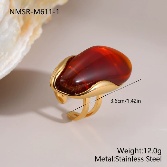 Wholesale Light Luxury Geometric Stainless Steel Electroplated Openended Rings For Women