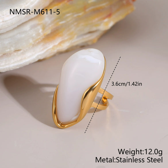 Wholesale Light Luxury Geometric Stainless Steel Electroplated Openended Rings For Women