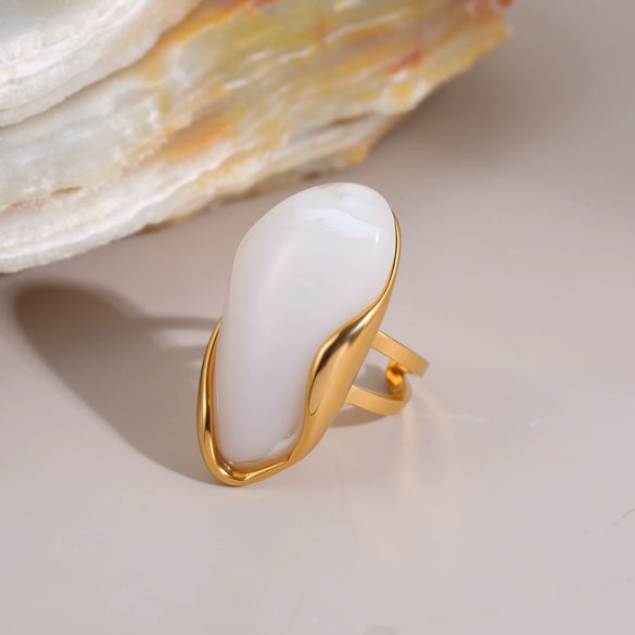 Wholesale Light Luxury Geometric Stainless Steel Electroplated Openended Rings For Women