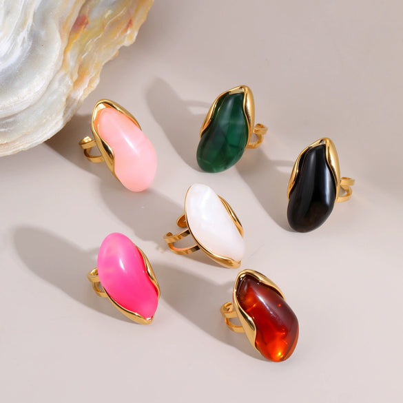 Wholesale Light Luxury Geometric Stainless Steel Electroplated Openended Rings For Women