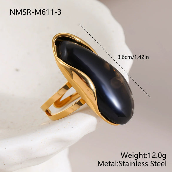Wholesale Light Luxury Geometric Stainless Steel Electroplated Openended Rings For Women